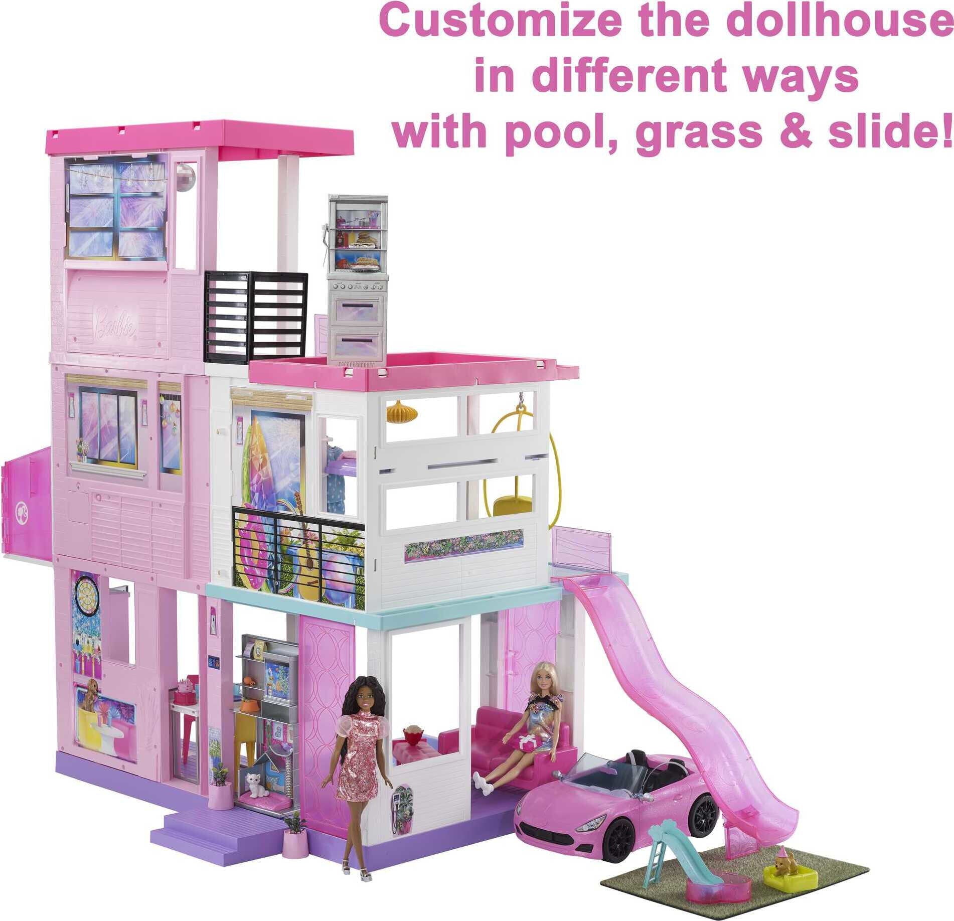 Barbie Deluxe Special Edition 60th DreamHouse Dollhouse Playset with 2 Dolls， Car and 100+ Pieces