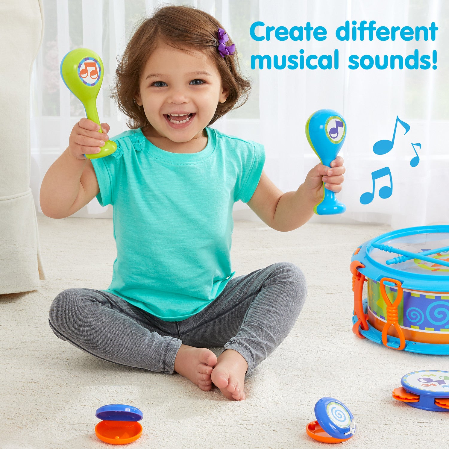 Kidoozie My First Drum Set， Set of 6 Instrument Toys for Children ages 2 years and older