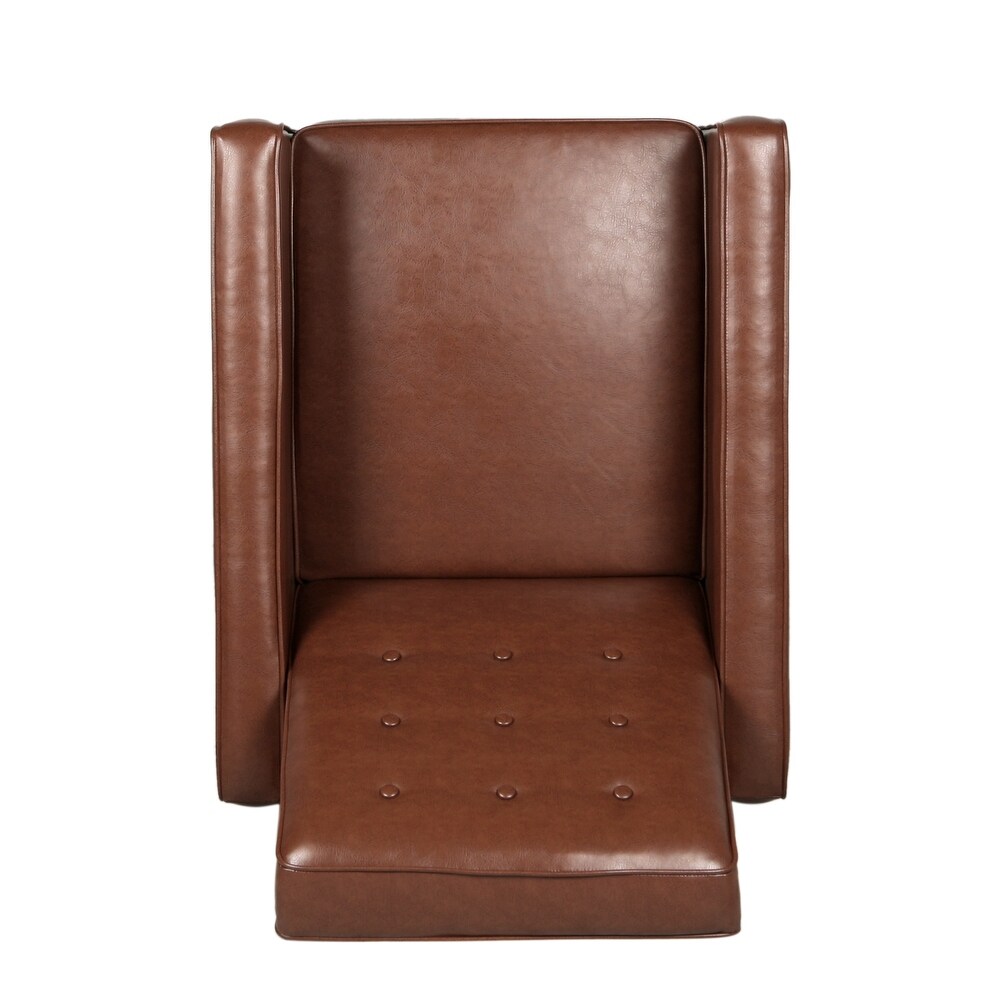 Mervynn Faux Leather Mid Century Button Tufted Recliner by Christopher Knight Home