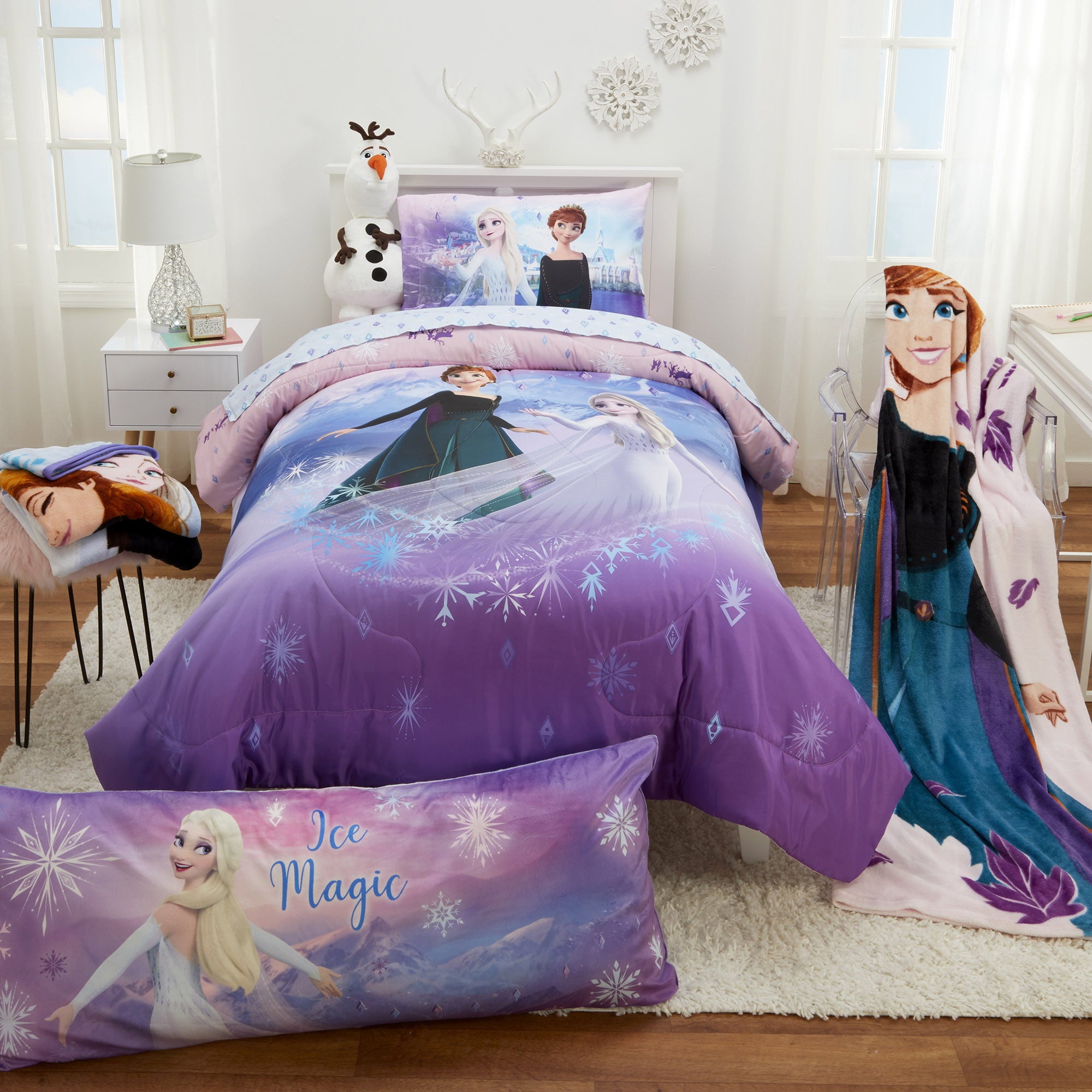 Disney Frozen Kids Fleece Throw Blanket， 46 x 60， Blue