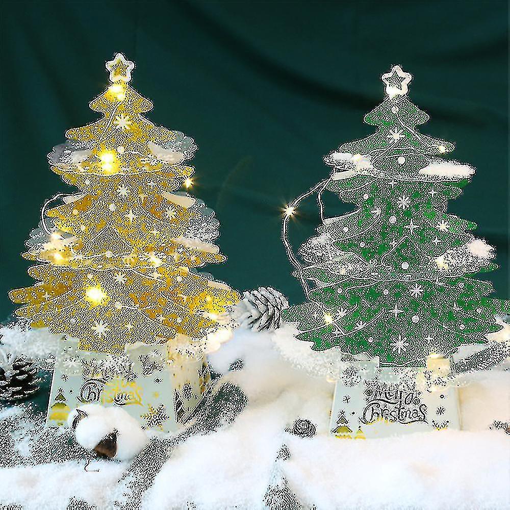 Christmas Ornaments Mini Desktop Christmas Card Ornament Shiny Christmas Tree With Lights Set