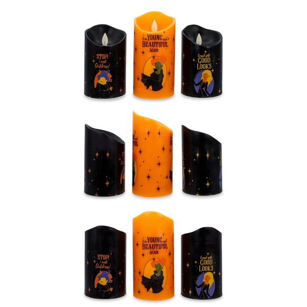 Ukonic Disney Hocus Pocus Led Flickering Flameless Candles With Timers Set Of 3