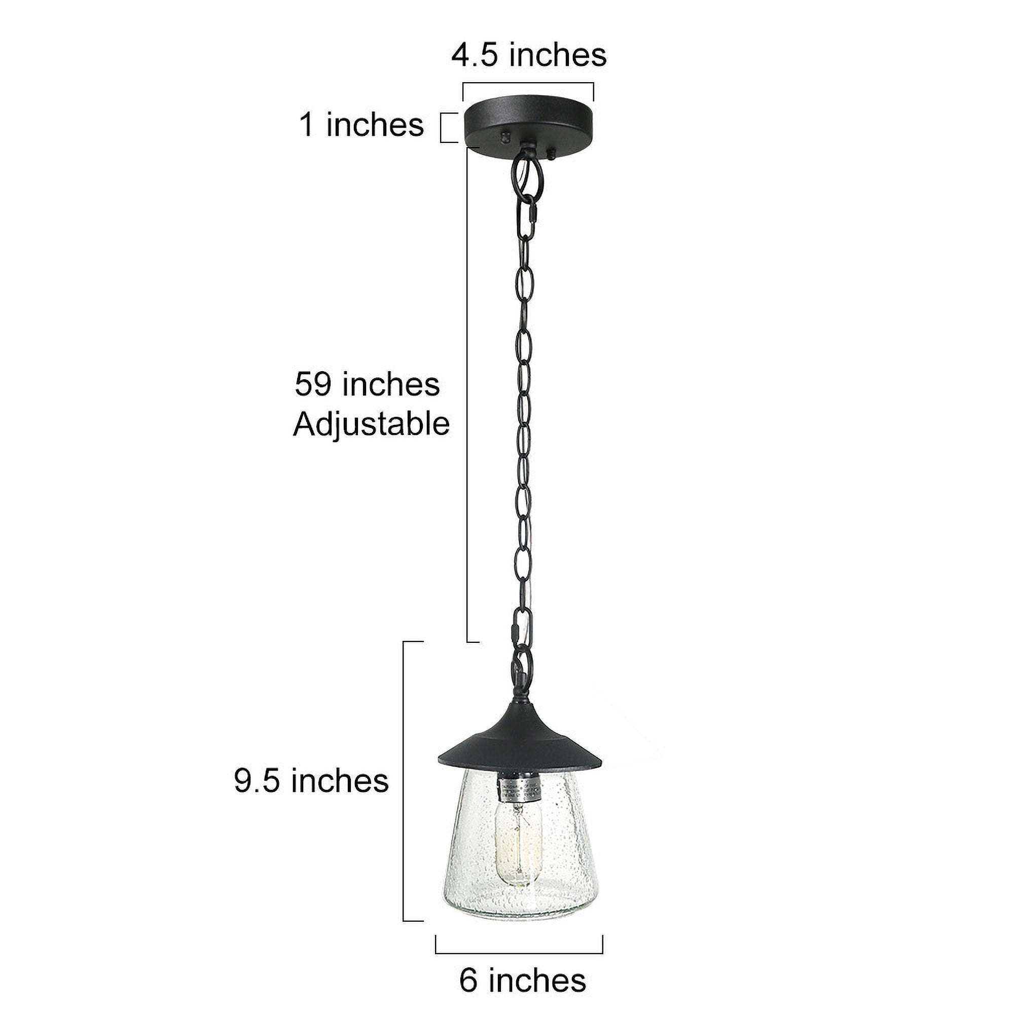 LNC Farmhouse Black Outdoor Hanging Lantern Pendant Lighting with Glass Shade