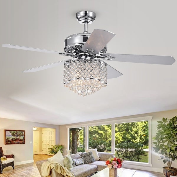 Deidor 52-inch Chrome Ceiling Fan with Crystal Chandelier Shopping - The Best Deals on Ceiling Fans | 27775532