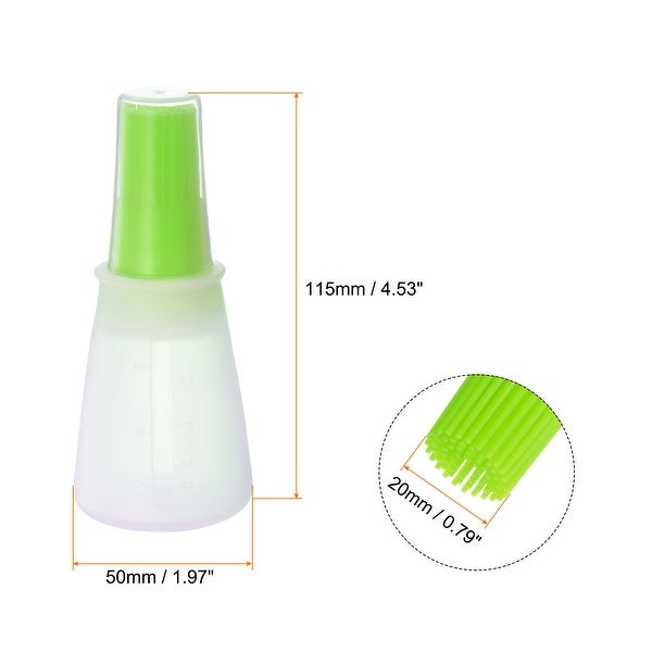 2pcs Silicone Pressing Bottle Oil Brush with Cap for BBQ Cooking Baking， Green