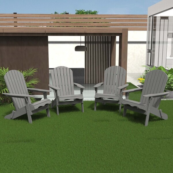 Set of 4 Outdoor Garden Solid Wood Folding Lounge Adirondack Chairs