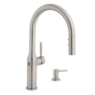 Glacier Bay Upson Touchless Single-Handle Pull-Down Sprayer Kitchen Faucet With Soap Dispenser in Stainless Steel HD67857-0008D2