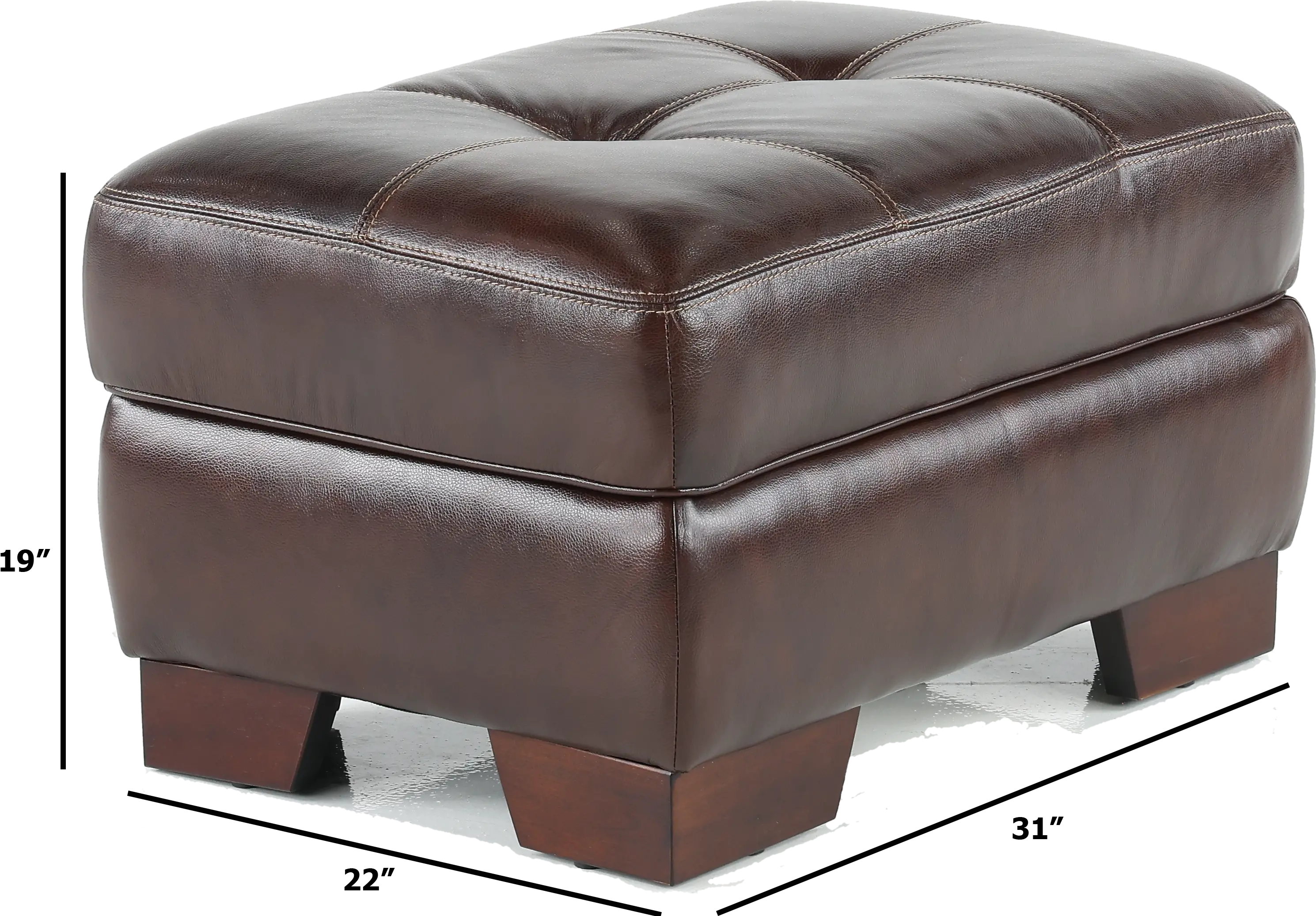 Amarillo Walnut Brown Leather Ottoman