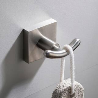 KRAUS Ventus Bathroom Robe and Towel Double Hook in Brushed Nickel KEA-17702BN