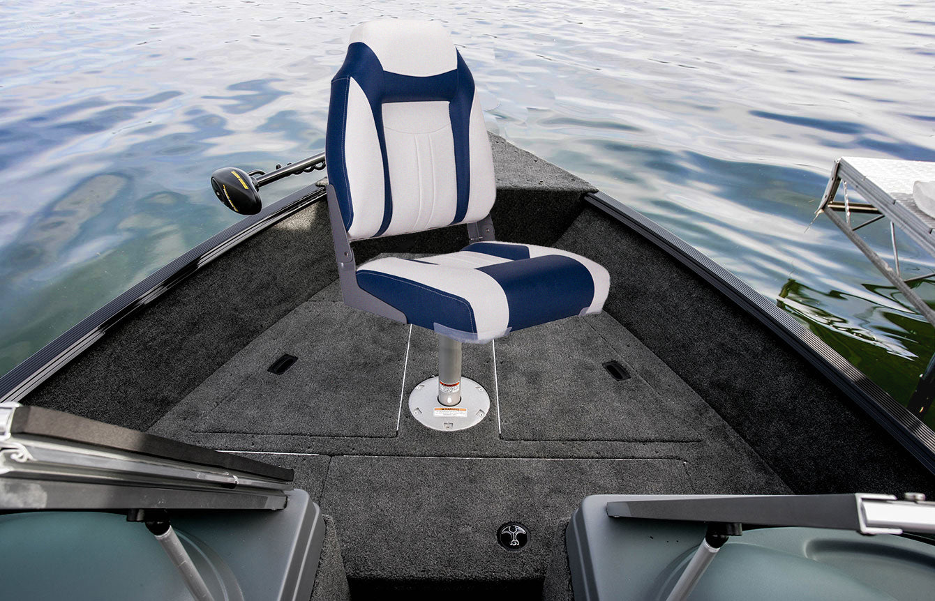 NORTHCAPTAIN S1 Deluxe High Back Folding Boat Seat，Stainless Steel Screws Included，White/Pacific Blue(2 Seats)