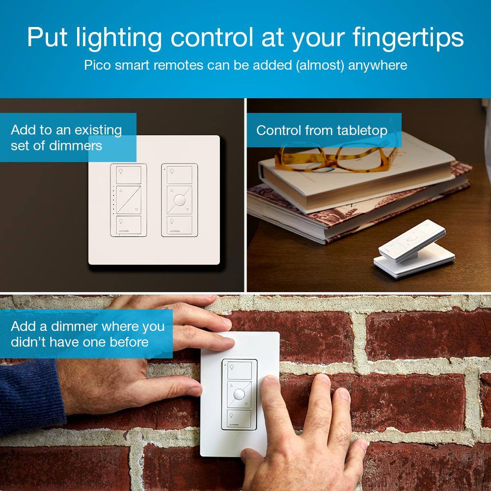 Lutron Pico Smart Remote Wall Mounting Kit for Caseta Smart Dimmer Switch 3-Way Applications White (PJ2-WALL-WH-L01) PJ2-WALL-WH-L01