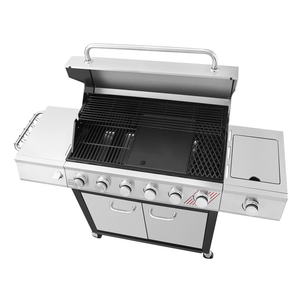 Dyna-Glo DGF571CRN-D 6-Burner Natural Gas Grill in Stainless Steel with TriVantage Multi-Functional Cooking System