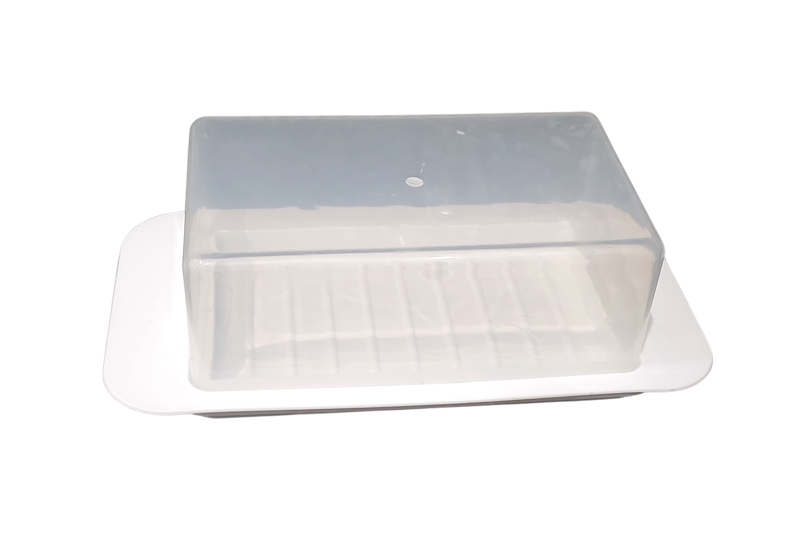 Dependable Industries Standard Butter Dish White Base Smoked Clear Top For the Smaller Bars