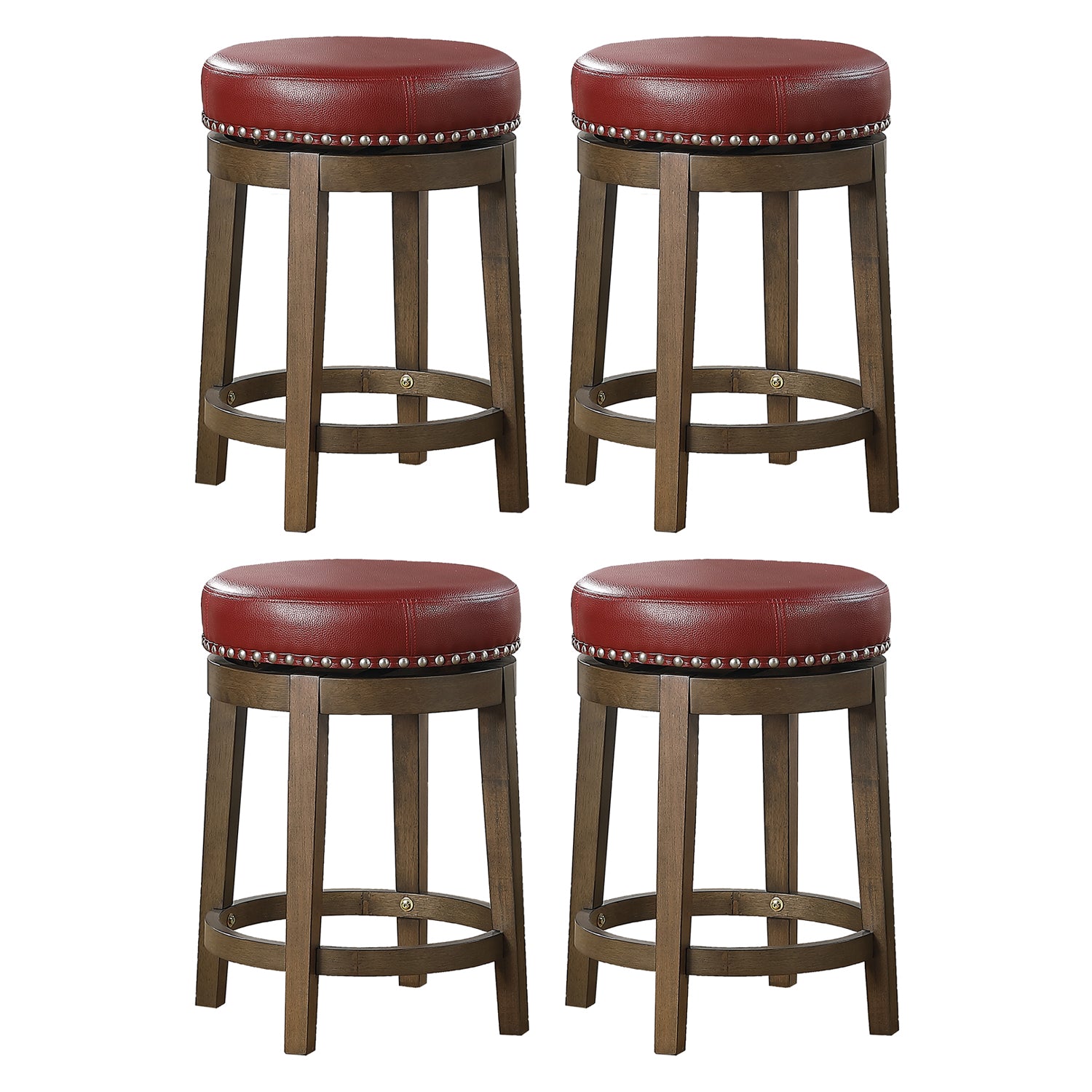 Lexicon Whitby 25 Inch Counter Height Round Swivel Seat Stool， Red (4 Pack)