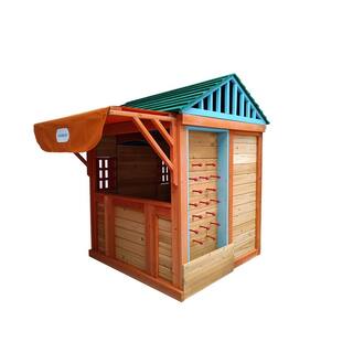 Tatayosi Outdoor Wooden 4-in-1 Game House for Kids Garden Playhouse with Different Games On Every Surface J-H-W155966762