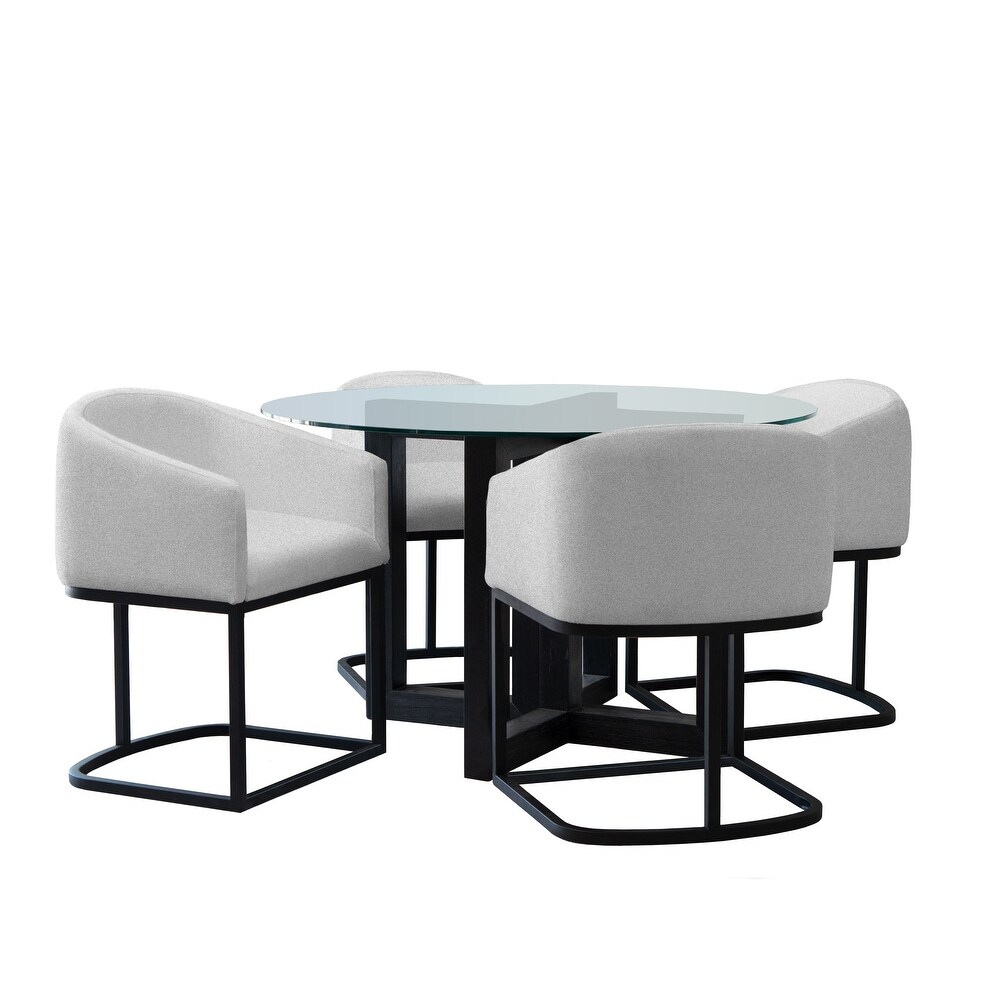 Atlas 5pc Contemporary Dining Collection with Metal Base Chairs