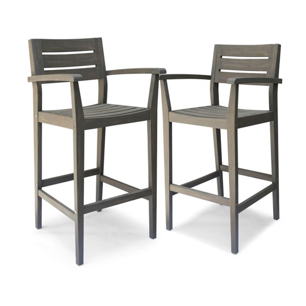 Stamford 2pk Acacia Wood Barstool Gray Christopher Knight Home