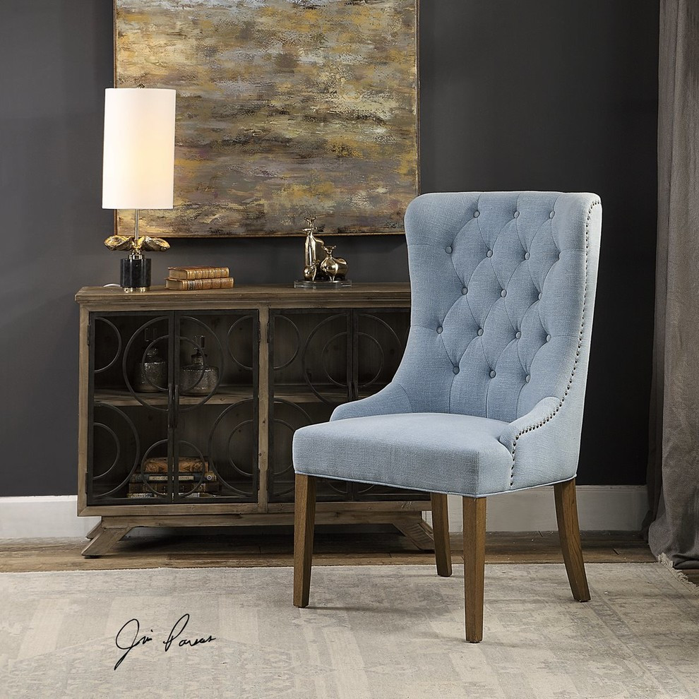 Uttermost Rioni Tufted Wing Chair   Transitional   Armchairs And Accent Chairs   by Lighting and Locks  Houzz