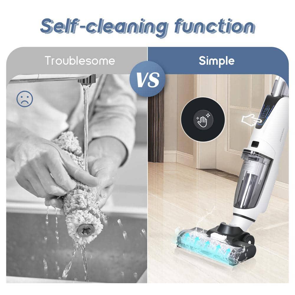 Tileon MultiSurface Cordless Bagless 3in1 Stick Vacuum Cleaner in White with 2Tank and SelfCleaning System