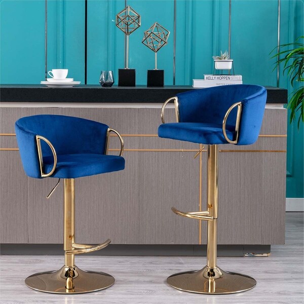 Set of 2 Bar Stools with Base Swivel