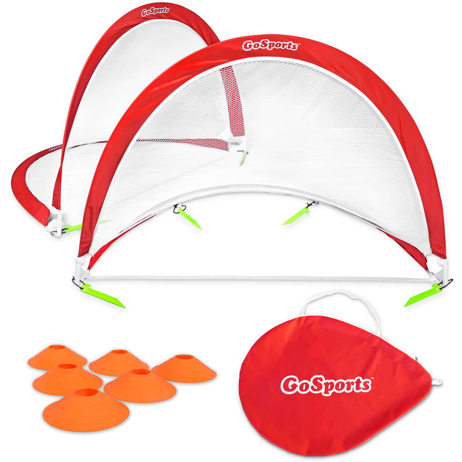 GoSports Portable Pop Up Soccer Goals for Backyard - Kids and Adults - Set of 2 Nets with Agility Training Cones and Carrying Case (Choose from 2.5'， 4' and 6' sizes)