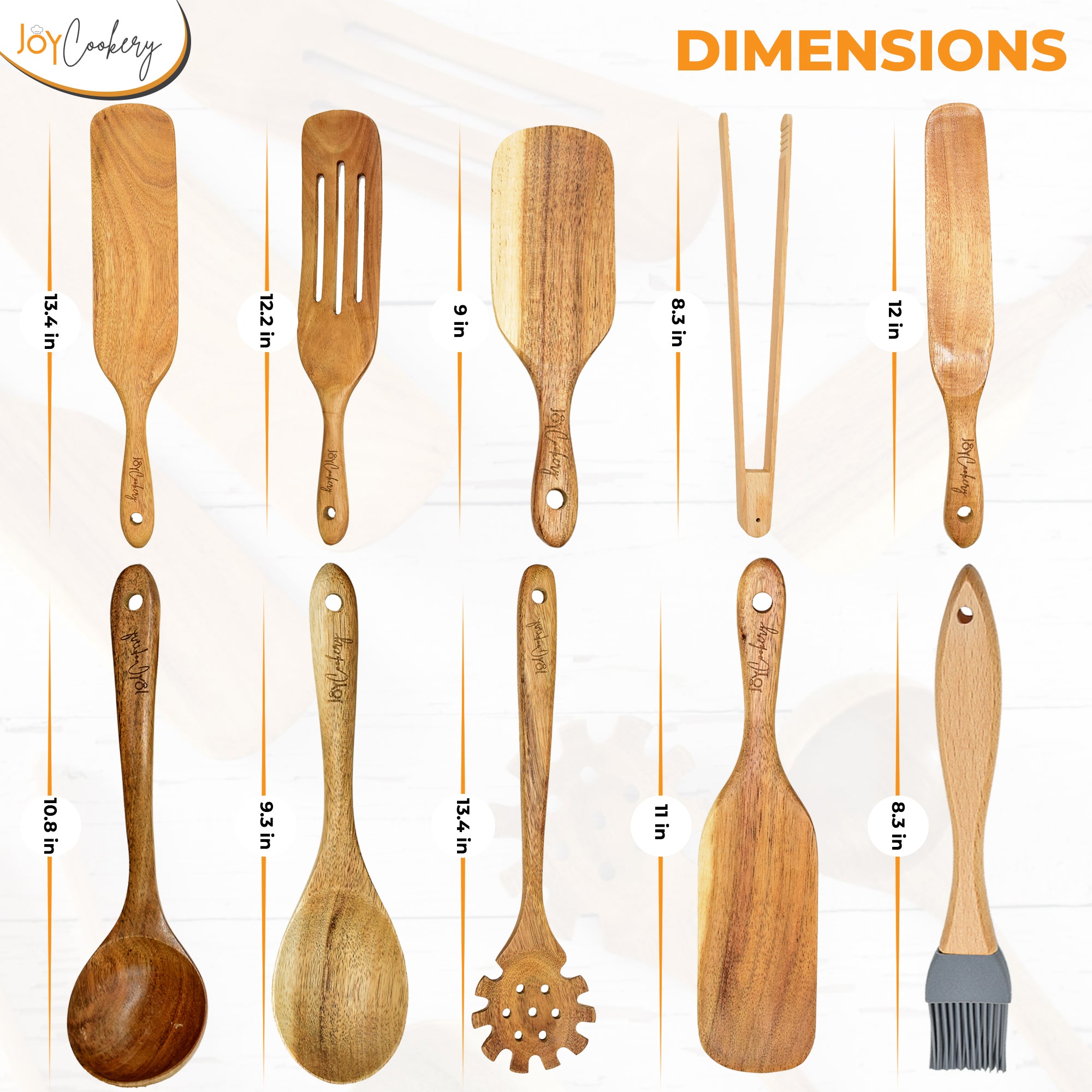 Wooden Cooking Utensils (10 PCS) - Teak Wooden Spurtle Spatula Set - Spatulas for Nonstick Cookware, Heat Resistant Kitchen Tools, Wooden Spoons for Cooking & Baking