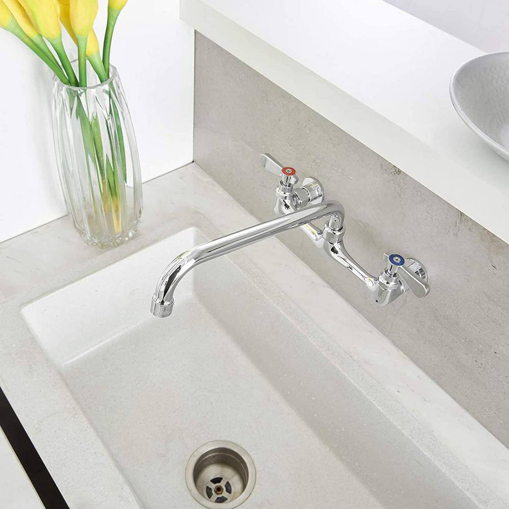 matrix decor Double Handle Wall Mounted Bathroom Faucet in Chrome MD-A-94255