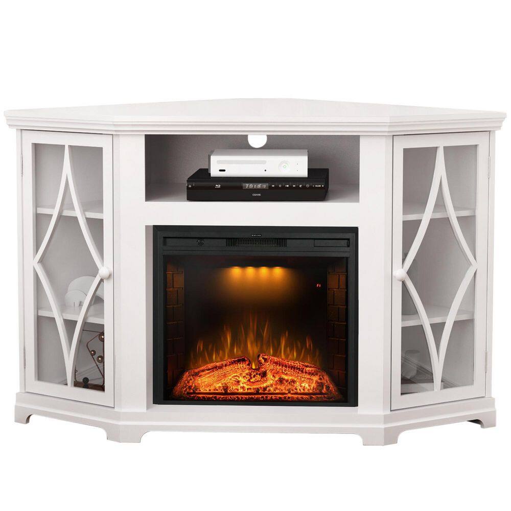 Prismaster ...keeps your home stylish 56 in. Corner TV Stand with Electric Fireplace Fits up to 65 in. TVs White M05BL23TPR03