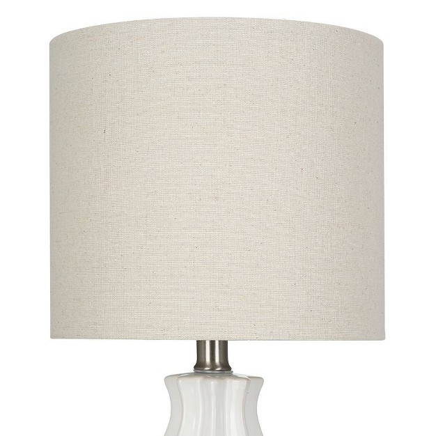 Textured Ceramic Accent Table Lamp With Linen Shade includes Led Light Bulb White Dailsygrab