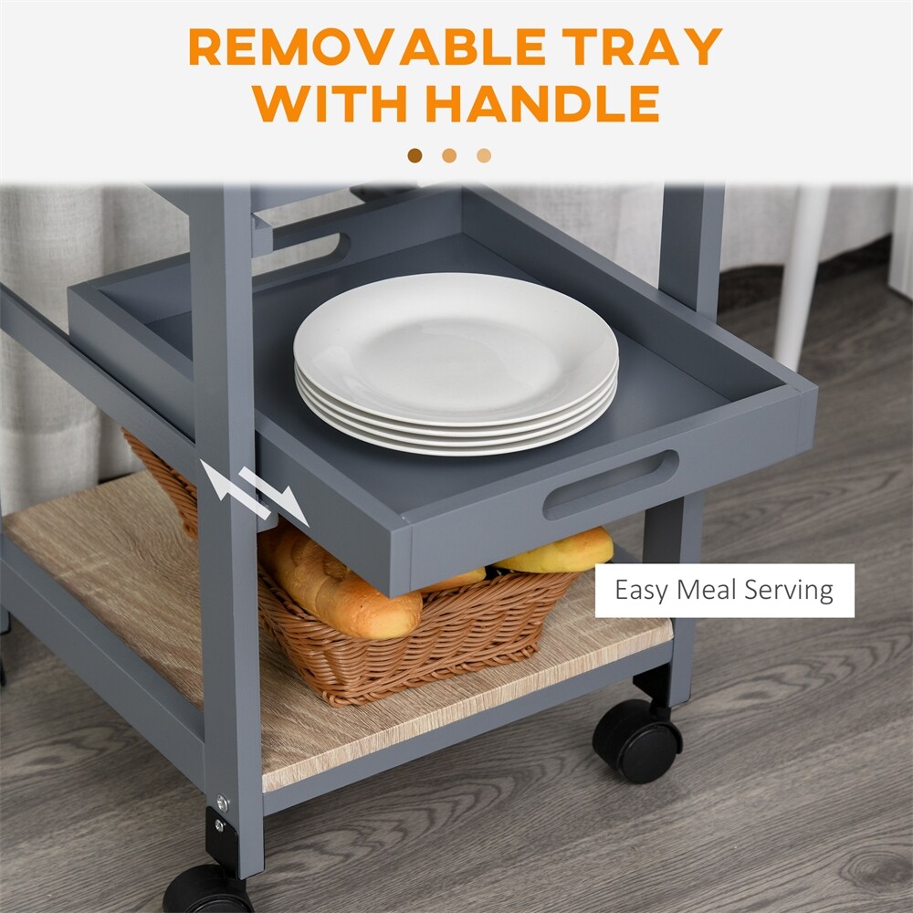 Mobile Rolling Kitchen Island Trolley with Drawer   Slide Out Basket