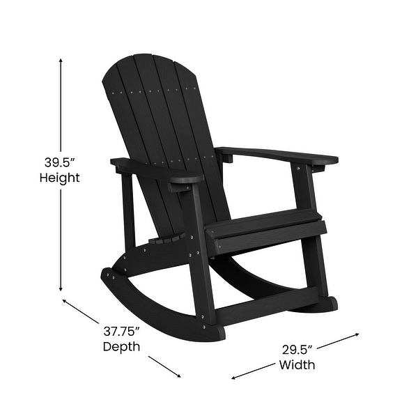 Set of 2 Poly Resin Adirondack Rocking Chairs with 1 Side Table