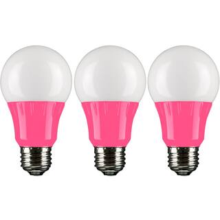 Sunlite 22-Watt Equivalent A19 LED Pink Light Bulbs Medium E26 Base in Pink (3-Pack) HD02220-3