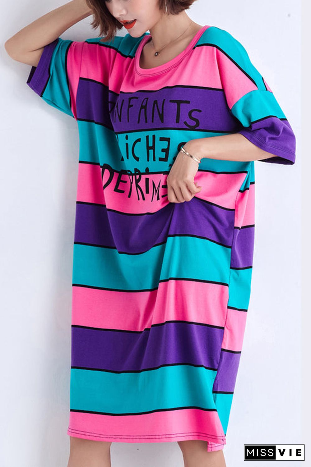 Simple multicolor Cotton Long Shirts Stitches Work Outfits o neck side open Midi summer Dress