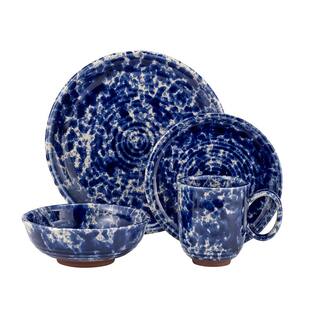 Over and Back Splatter 16-Piece Casual Blue Stoneware Dinnerware Set (Service for 4) 906857