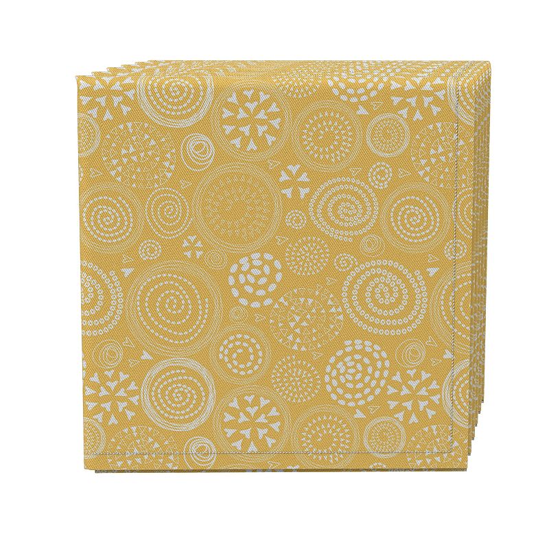 Napkin Set of 4， 100% Cotton， 20x20， Bright Patterns in Circles