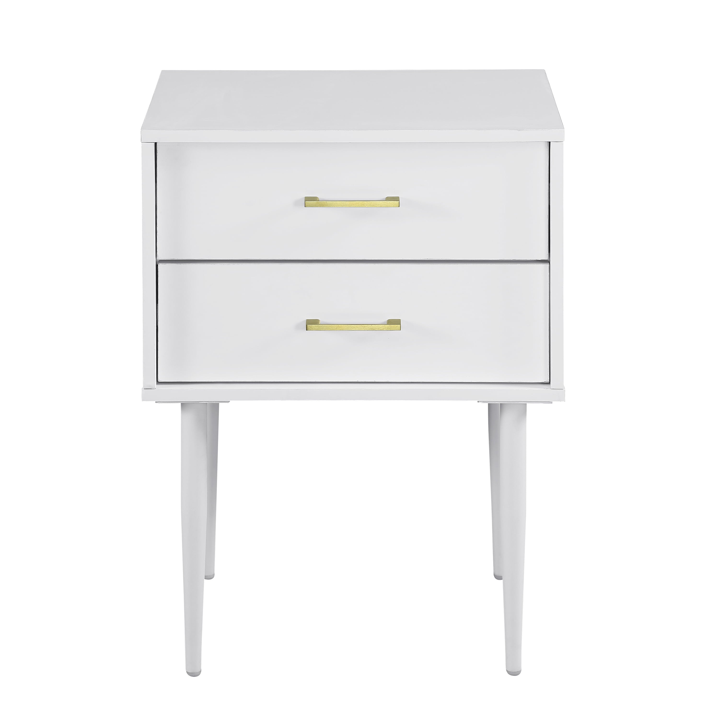 Desert Fields Mid Century Modern Two-Drawer Nightstand, White