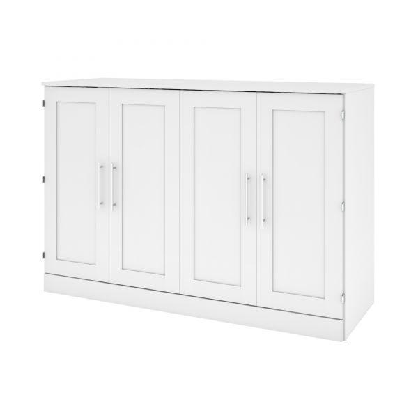 Bestar Pur by Bestar Queen Cabinet Bed with Mattress in White