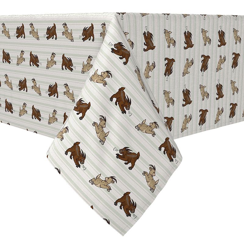 Square Tablecloth， 100% Cotton， 60x60， Jumping Goats