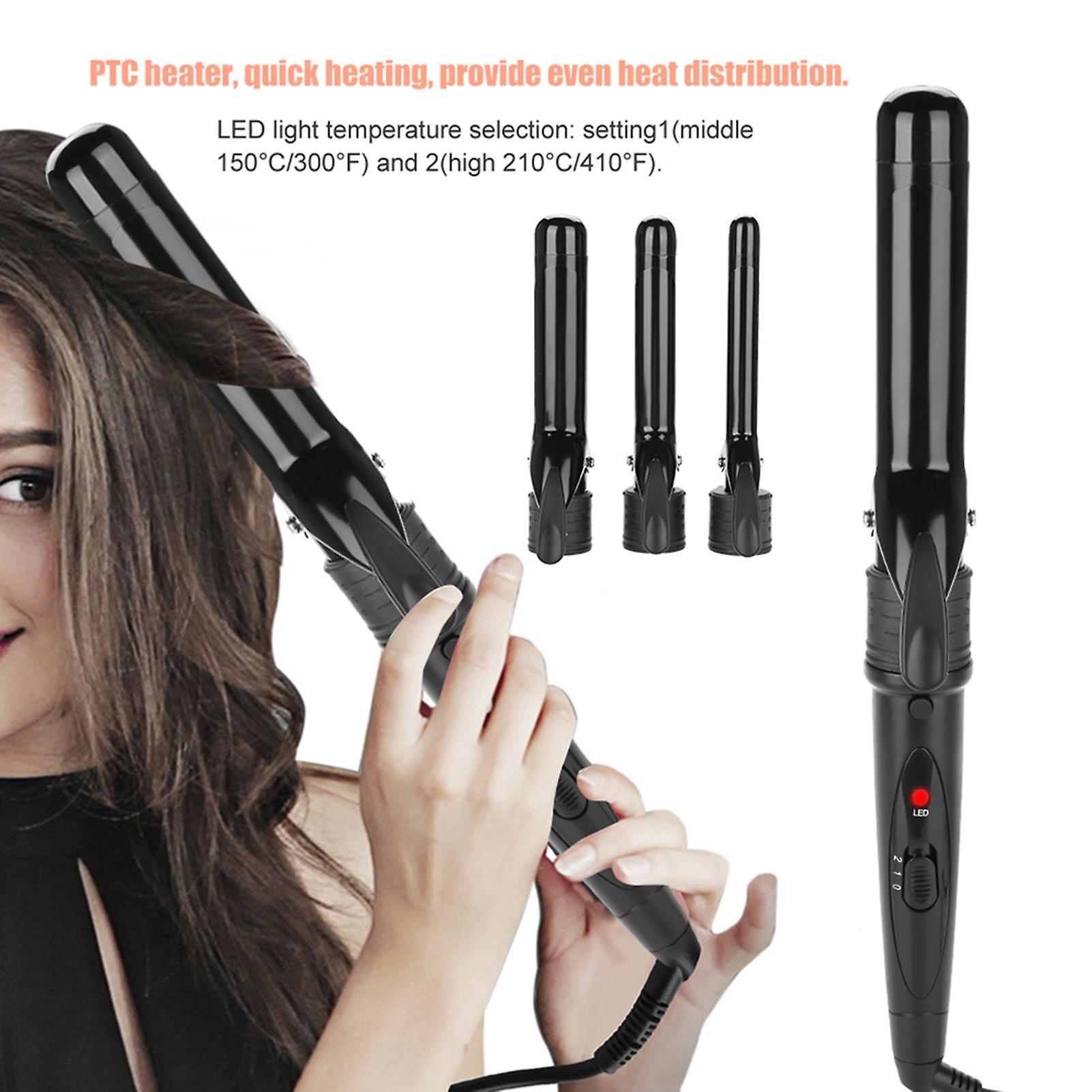 3 In 1 Professional Hair Curler Iron Wand Roller With Interchangeable Glove Us Plug