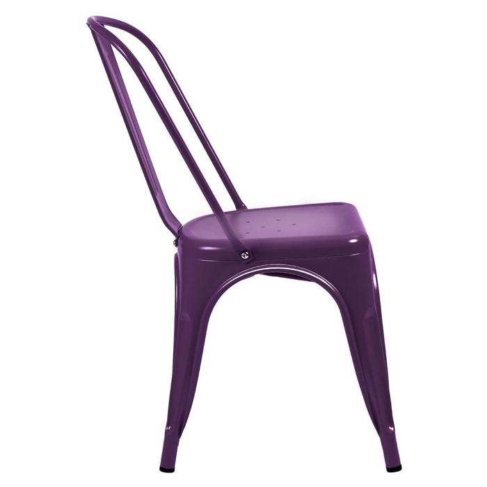 VINEEGO Metal Dining Chair Indoor-Outdoor Use Stackable Classic Trattoria Chair Fashion Dining Metal Side Chairs for Bistro Cafe Restaurant Set of 4 (Purple)