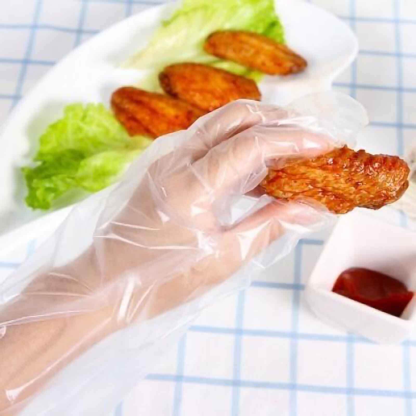 100 Pack Clear Plastic Disposable Gloves, Powder Free Multipurpose Plastic Gloves, Food Service Gloves