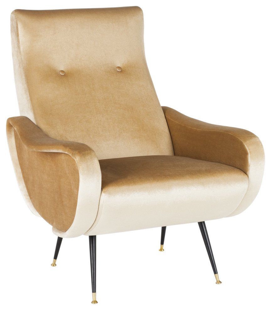 Midcentury Modern Accent Chair  Velvet Seat With Unique Curved Arms   Midcentury   Armchairs And Accent Chairs   by Declusia  Houzz