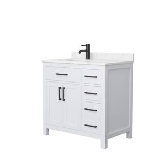 Wyndham Collection Beckett 36 in. W x 22 in. D x 35 in. H Single Sink Bathroom Vanity in White with Carrara Cultured Marble Top WCG242436SWBCCUNSMXX