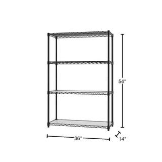 TRINITY Black 4-Tier Steel Wire Shelving Unit (36 in. W x 54 in. H x 14 in. D) TBFPBK-0943