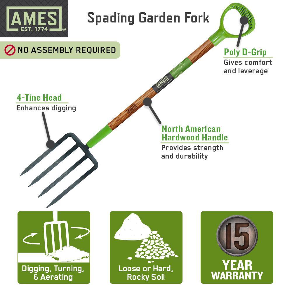 Ames 26 in. 4-Tine Forged Spading Garden Fork 2916400