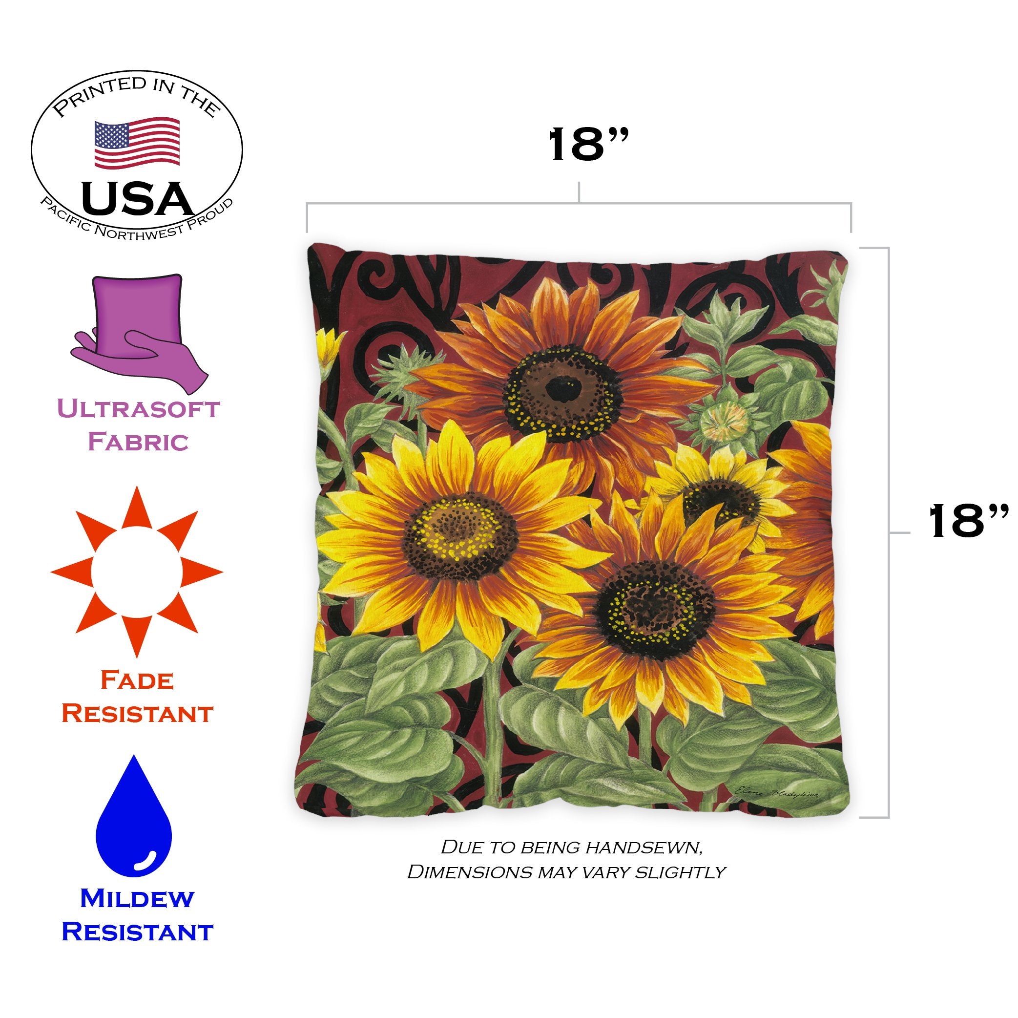 Toland Home Garden Sunflower Medley 18 x 18 Inch Indoor Pillow Case, Set of 2