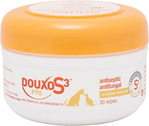 Douxo S3 PYO Antiseptic Antifungal Chlorhexidine Dog and Cat Wipes 30 count