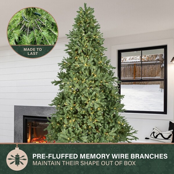 Fraser Hill Farm 8ft. Asheville Pine Artificial Christmas Tree with Warm White LED Lights and Remote Control