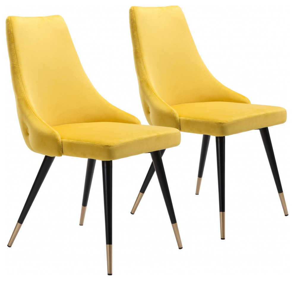 Piccolo Dining Chair  Set of 2 Yellow   Midcentury   Dining Chairs   by UStradeENT LLC  Houzz