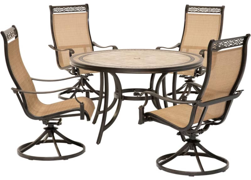 Hanover Brown Monaco 5-Piece Outdoor Dining Patio Set